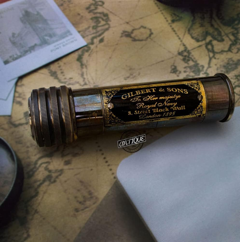 Nautical Gilbert Kaleidoscope with Wooden Box Vintage Prism Brass Toy Antique Brass Finish for Boy/Girl image number 4