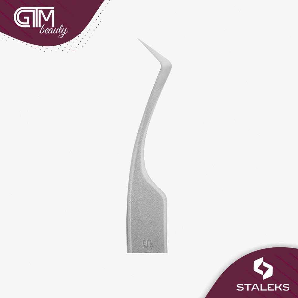STALEKS PRO Expert 41 Type 2 Professional Eyelash Tweezers (L-Shaped 40&deg;) &ndash; Stainless Steel for 2D-8D Volume Lash Extensions & Enhanced Visibility