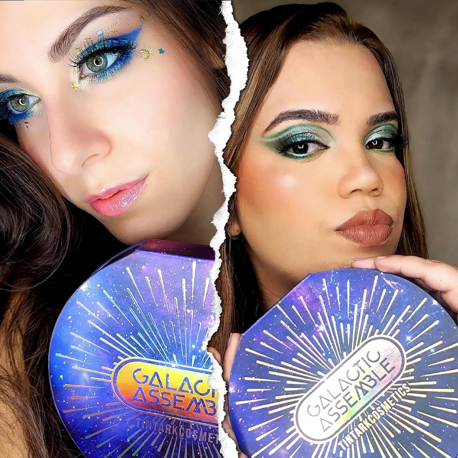 JINYAWA Galactic Assemble Eyeshadow Palette 14 Colors Glitter Shimmer Metallic Eye Shadow Pallet Brown Blue Galaxy Eye Makeup Palettes Create Space-Like Eyes Make up Vegan & Talc Free image number 3