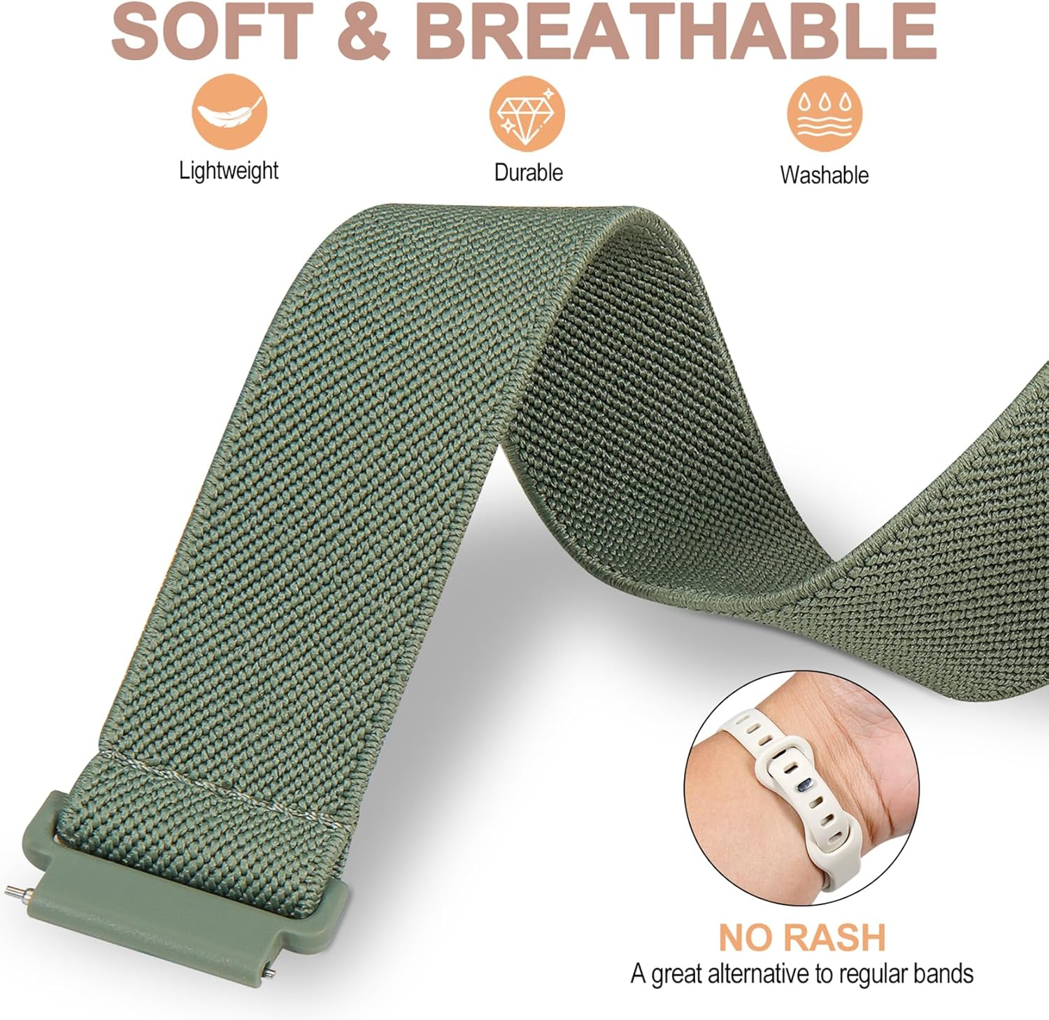 18Mm Nylon Magnetic Watch Band Compatible with Garmin Venu 3S 41Mm/Venu 2S/Vivoactive 4S/Vivomove 3S/Venu 4 41Mm/Forerunner 255S/265S,Loop Magnetic Elastic Replacement Strap for Women Men image number 2