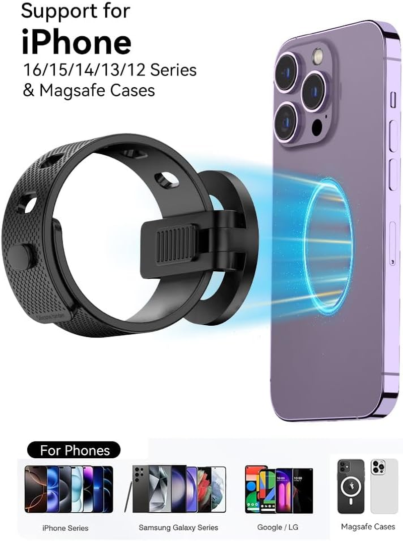 Honeteek Magnetic Phone Holder for Stroller, Strong Magnetic Bar Phone Mount for Bike, Gym Treadmill with Adjustable Strap, 17 N52 Magnets & Magsafe Phone Holder Fit for Iphone 12-17 Series image number 1