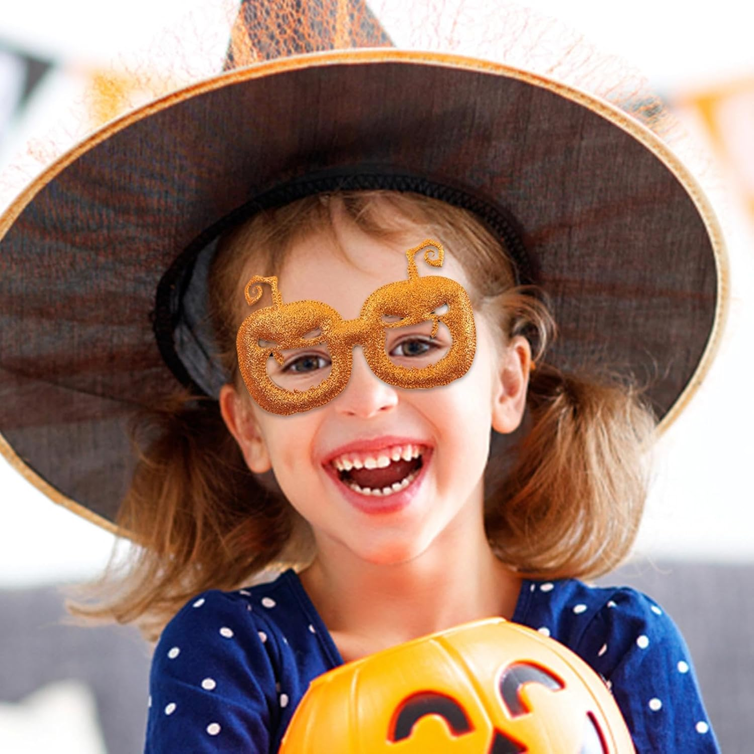 Pumpkin Glasses | Dress up Glasses | Costume Eyewear, Cosplay Glasses, Halloween Selfie Props, Prom Cosplay Rave Eyewear, Novelty Eyewear image number 6