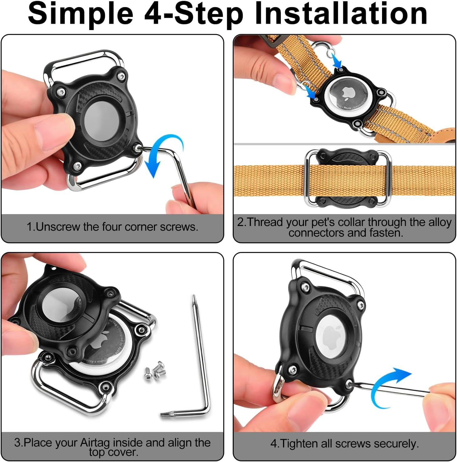 Leonids for Airtag Holder for Dog Collar, Waterproof & Scratch-Resistant Protective Hard Case with Removal Tools for Apple Airtag for Dog Collar, Backpack, Luggage (Black) - Pink image number 7