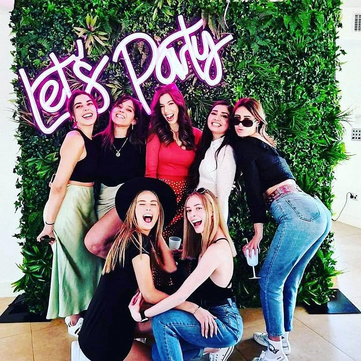 LED Neon Sign Night Light for Wall Party D&eacute;cor Bedroom Room Bar Wedding Home Birthday Art Decoration Christmas with USB Chain Light Modulator 5V (Lets Party Blue)