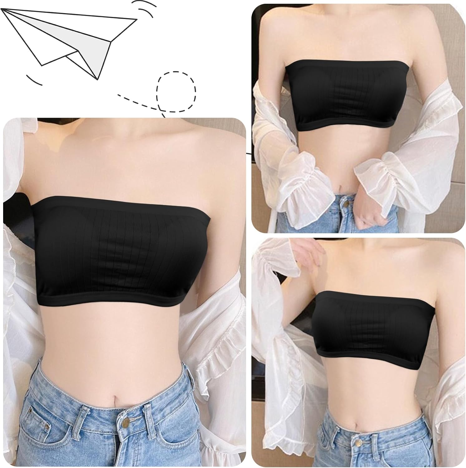 Rylae 5 Pack Girls Sports Bra Stretch Girls Strapless Bra Cotton Breathable Underwear Padded Underwear with Removable Pads Full Cup Sports Bra for Girl Teens 13 to 18 Years Old with Small Breasts