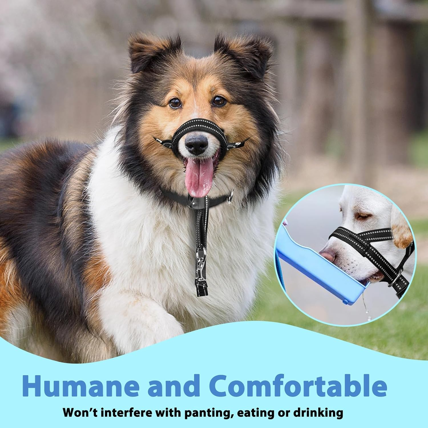 BARKLESS Soft Dog Head Collar, Patented Padded No Pull Head Halter, Training Nose Leash with Safety Link for Medium Large Dogs, Adjustable Muzzle Leash, Easy Control for Walking(Black, M) image number 4