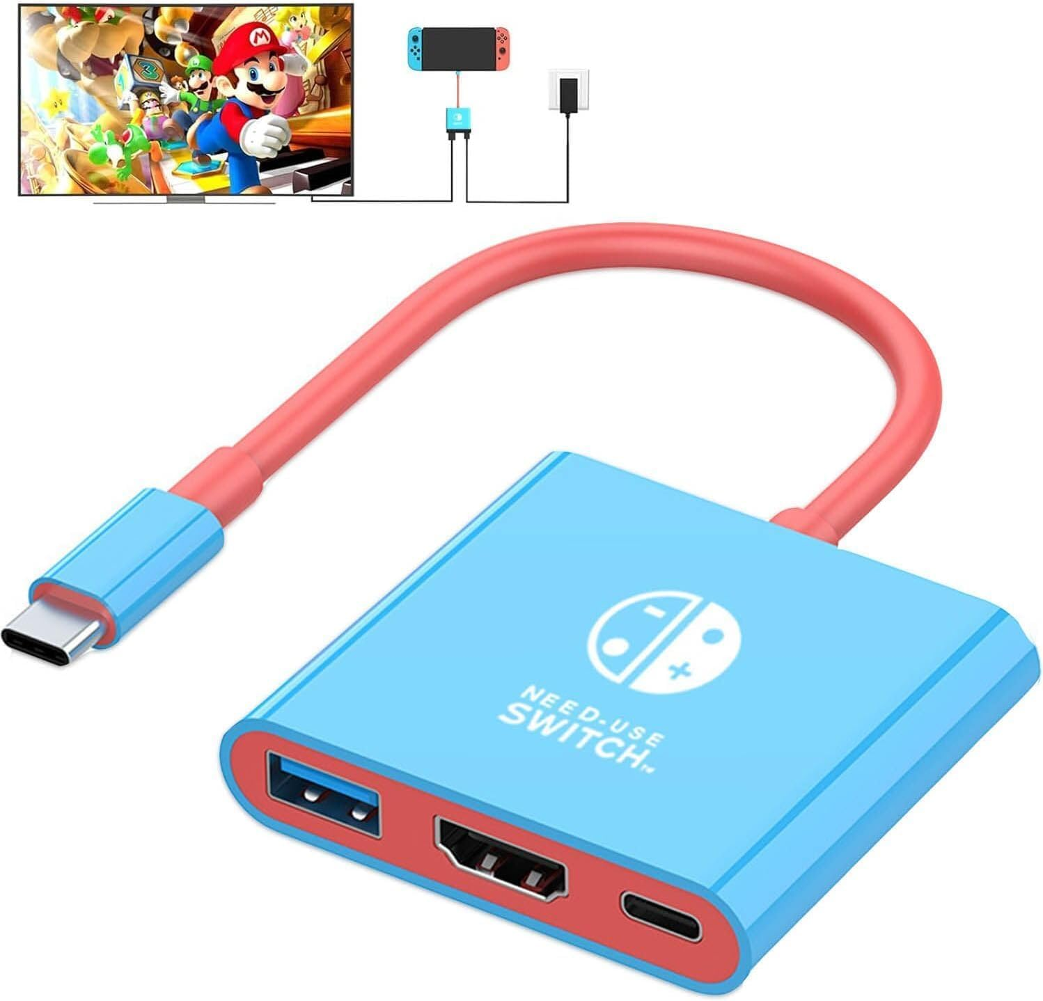 ZONEY Switch Dock for Nintendo Switch, TV Docking Station for Switch, Portable Switch TV Dock Adapter，Usb C to HDMI Adapter Compatible Nintendo Switch/Oled/Steam Deck/Macbook Pro (Black & White)