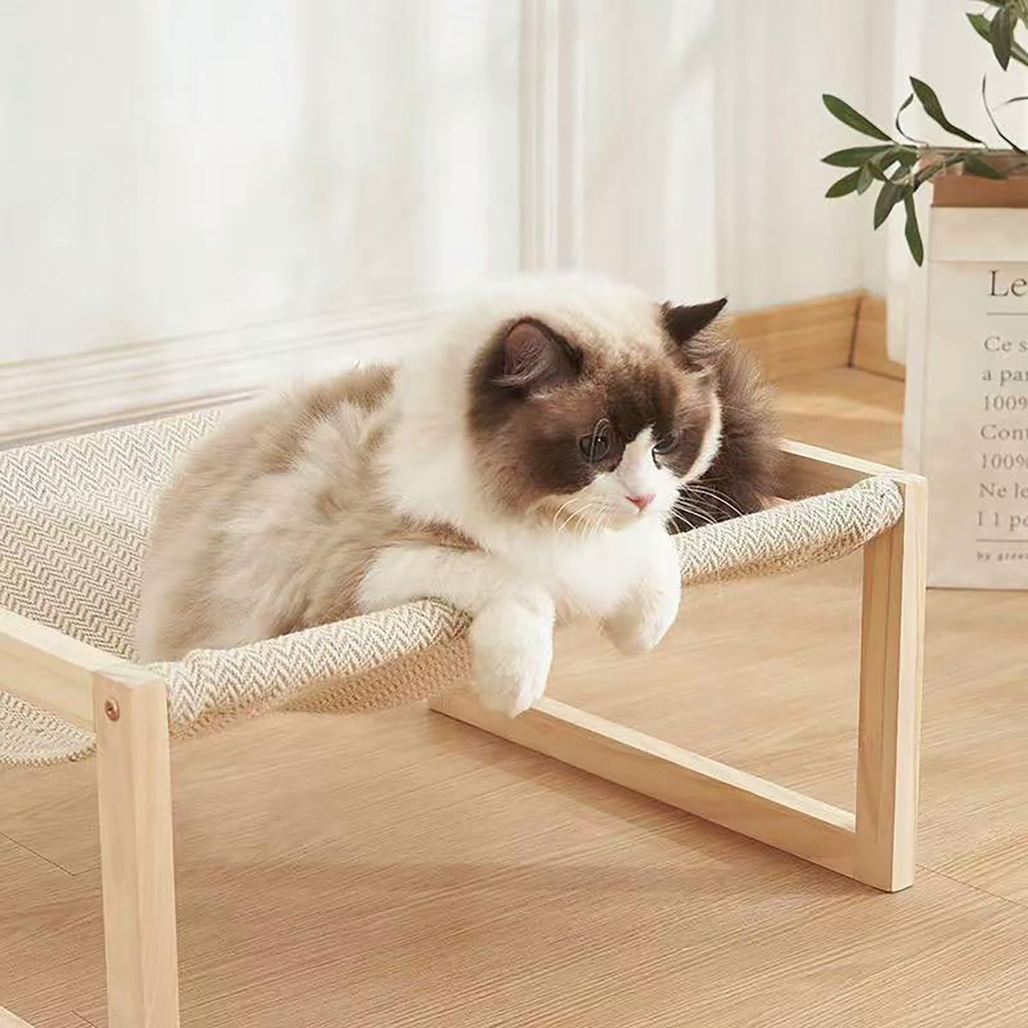 Cat Bed， Wooden Hammock Cat Bed， Cooling Outdoor Bed for All Seasonscat Beds, 20.5 X 16.5 Inch Cat Couch, Suitable for Cats, Dog, Bunny, Rabbit, Kitten and Small Animal