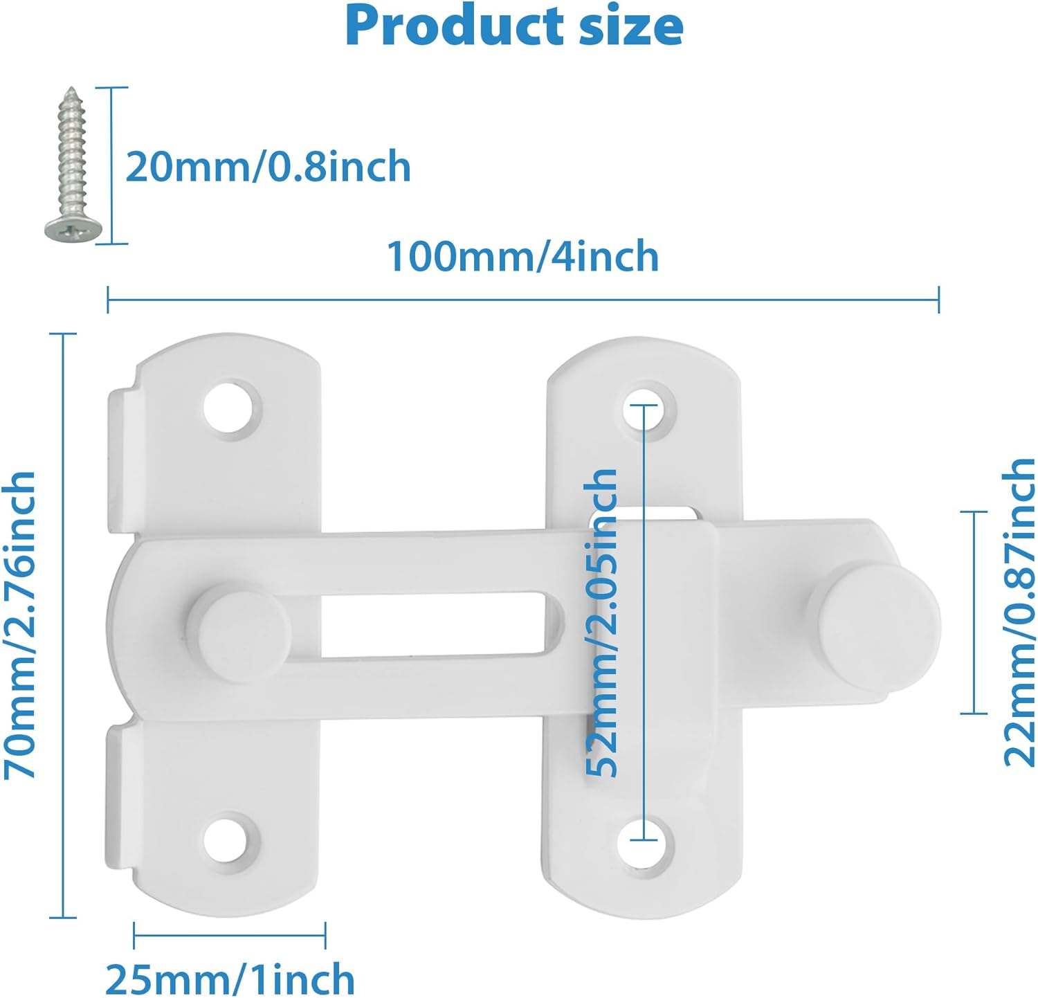 Alise 4 Inch Heavy Duty Flip Latch Gate Latches, Safety Door Lock for Barn Wood Fence Sliding French Doors,Sus304 Stainless Steel Gate Hardware. White Finish MS9500-W image number 7