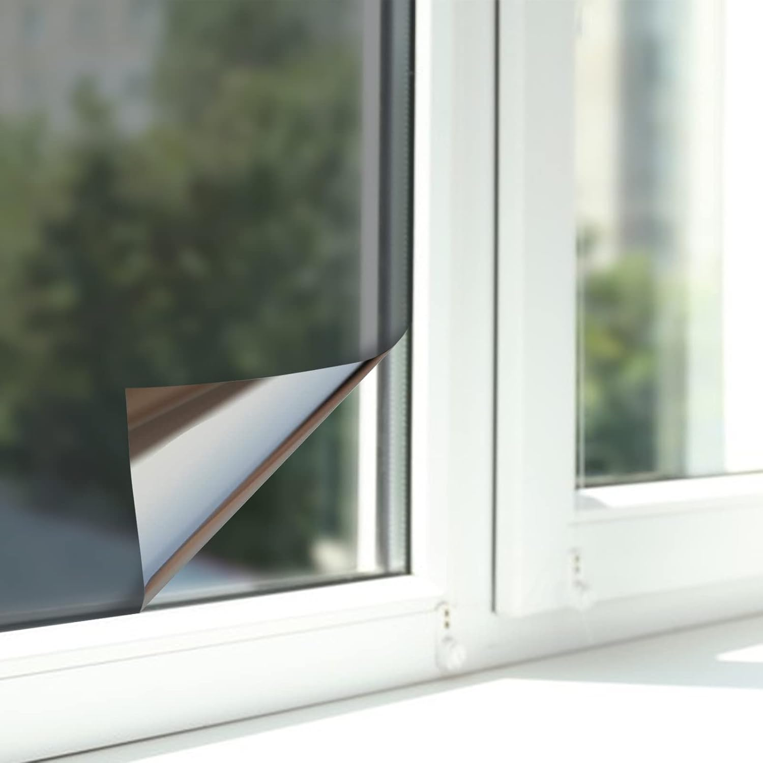 UV Protection Sun Protection Window Tint Film, Privacy Film for Windows Indoor or Outdoor Mirror Film Self-Adhesive Reflective Window Film for Office and Home (Black) image number 2