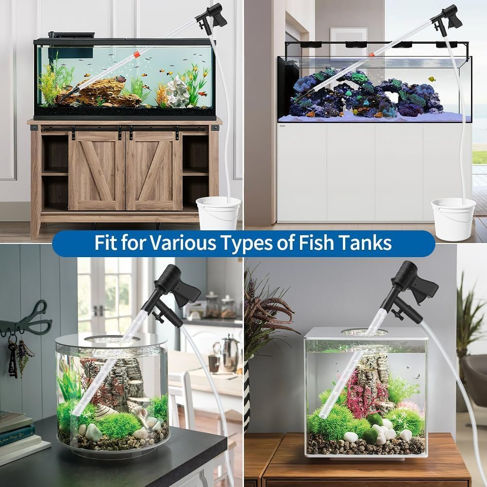 Mumoo Bear Fish Tank Gravel Cleaner,Newly Upgraded Fish Tank Water Changer with Air Pressure Button Long Nozzle Water Flow Controller for Fish Tank Cleaning Gravel and Sand image number 4