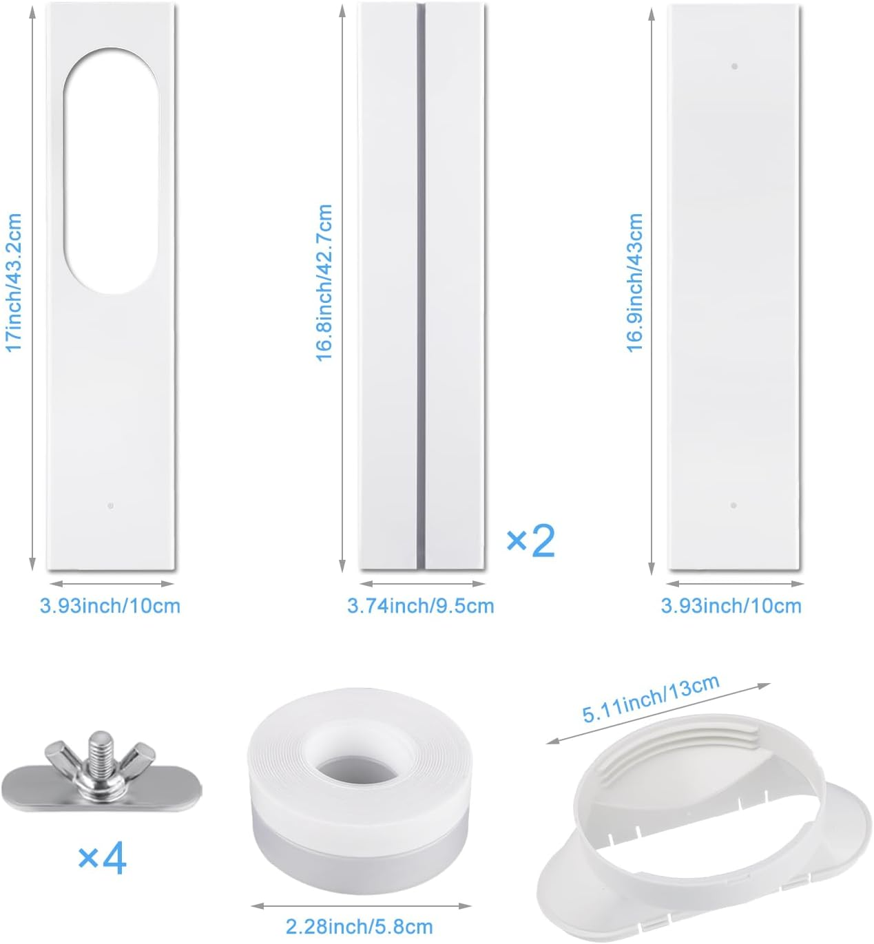 Portable Air Conditioner Window Kit, with Universal Mounting Window Gasket Air Conditioning Window Ventilation Kit for Vertical/Horizontal Sliding Window up to 13Cm Outlet Hose image number 4