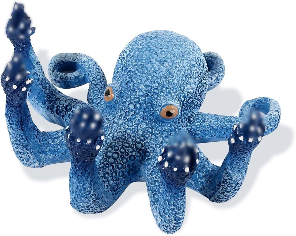 Voyyphixa Octopus Aquarium Decorations Glow Fish Tank Decorations Aquarium Accessories for All Kinds of Fish and Aquatic Pets Resin Decorative Octopus Sculpture Garden Decor Ornaments (Blue Octopus) image number 1