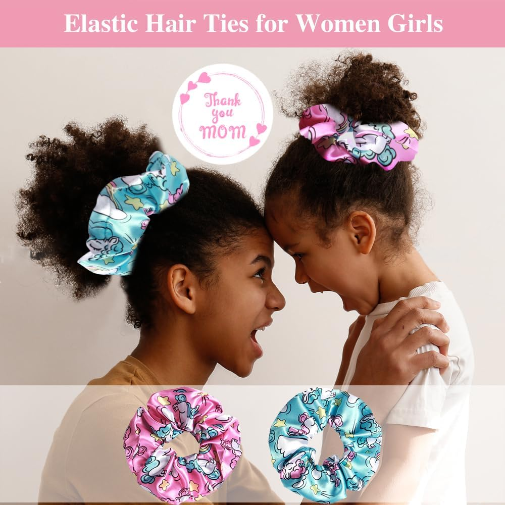 2+2 Satin Bonnets with Scrunchies for Kids, Cute Hair Bonnets for Girls Sleeping Curly Hair, E image number 1