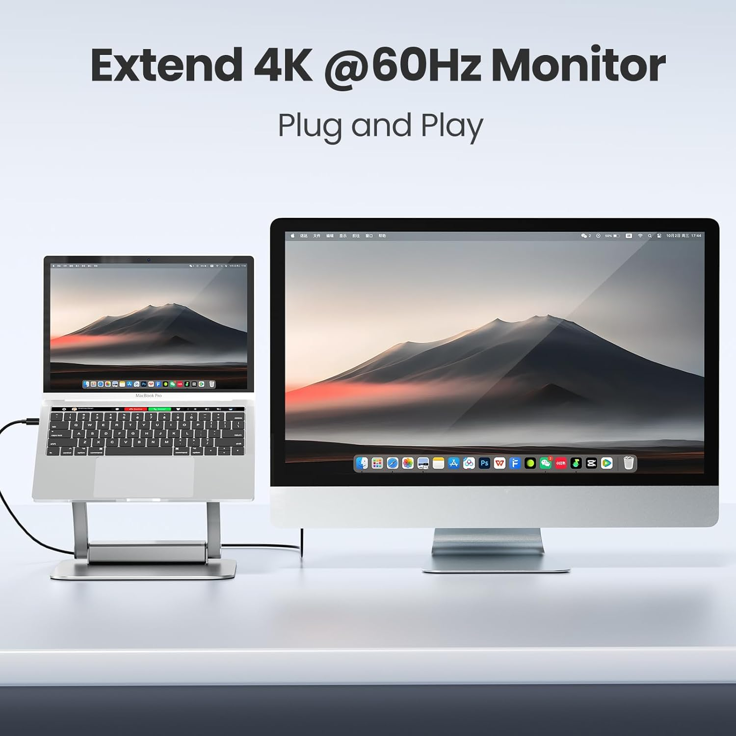 Tounee Laptop Stand with Detachable USB-C Hub, 100W PD Charging, 4K@60Hz HDMI, 3 USB Ports, Ergonomic Laptop Holder Docking Station for 10-17" Laptops, Macbook & More - Silver