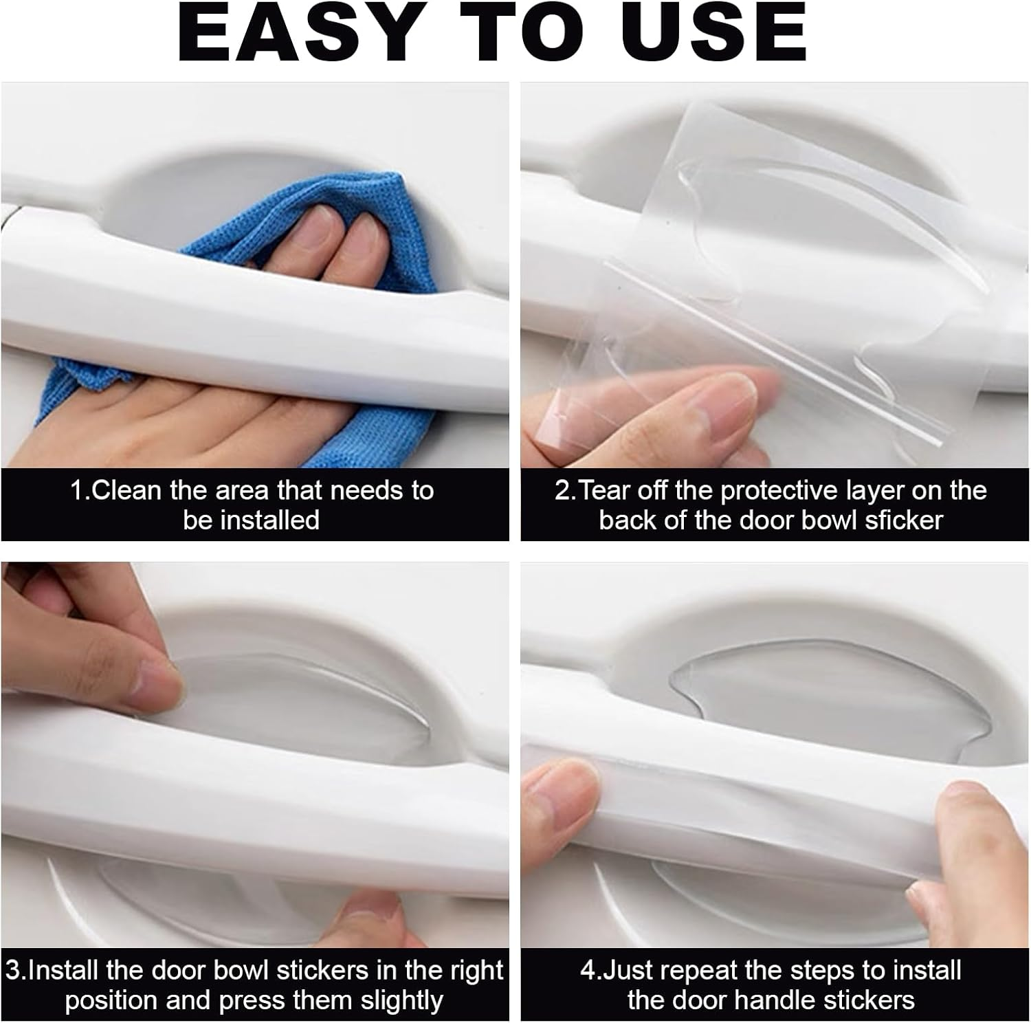 Anti-Scratch Car Door Protectors - 8 Pcs Transparent Handle Edge Guards, Waterproof PVC Car Accessories for Garage Wall & Paint Shield, Uv-Resistant Universal Fit Residue-Free image number 1