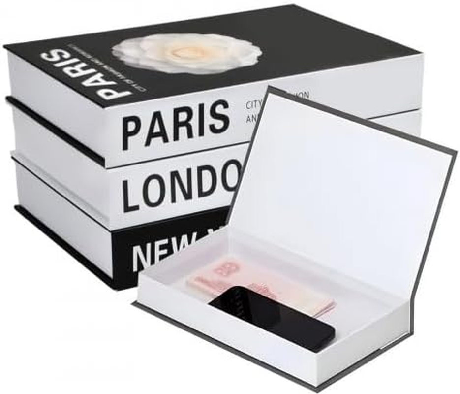 3 PCS Magnetic Decorative Fake Books, Fashion Fake Book Box, Stacked Hardcover Faux,Black White Decor Books with Storage Function, for Home/Coffee Table//Office image number 5