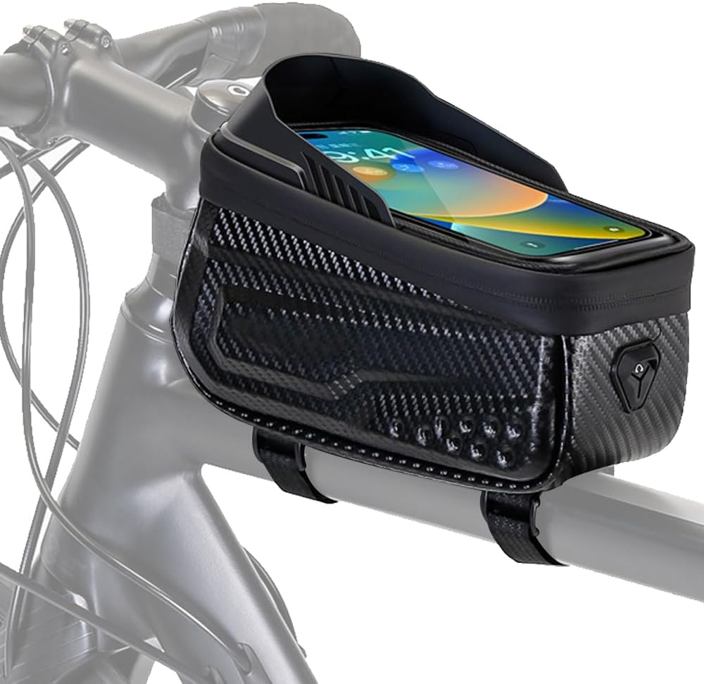 HHWRT Waterproof Bicycle Handlebar Bag, Bike Front Frame Bag with Touchscreen Phone Holder, Bicycle Top Tube Bag, Bike Phone Bag, Cycling Storage Pouch for MTB, Road and Commuter Bikes image number 4