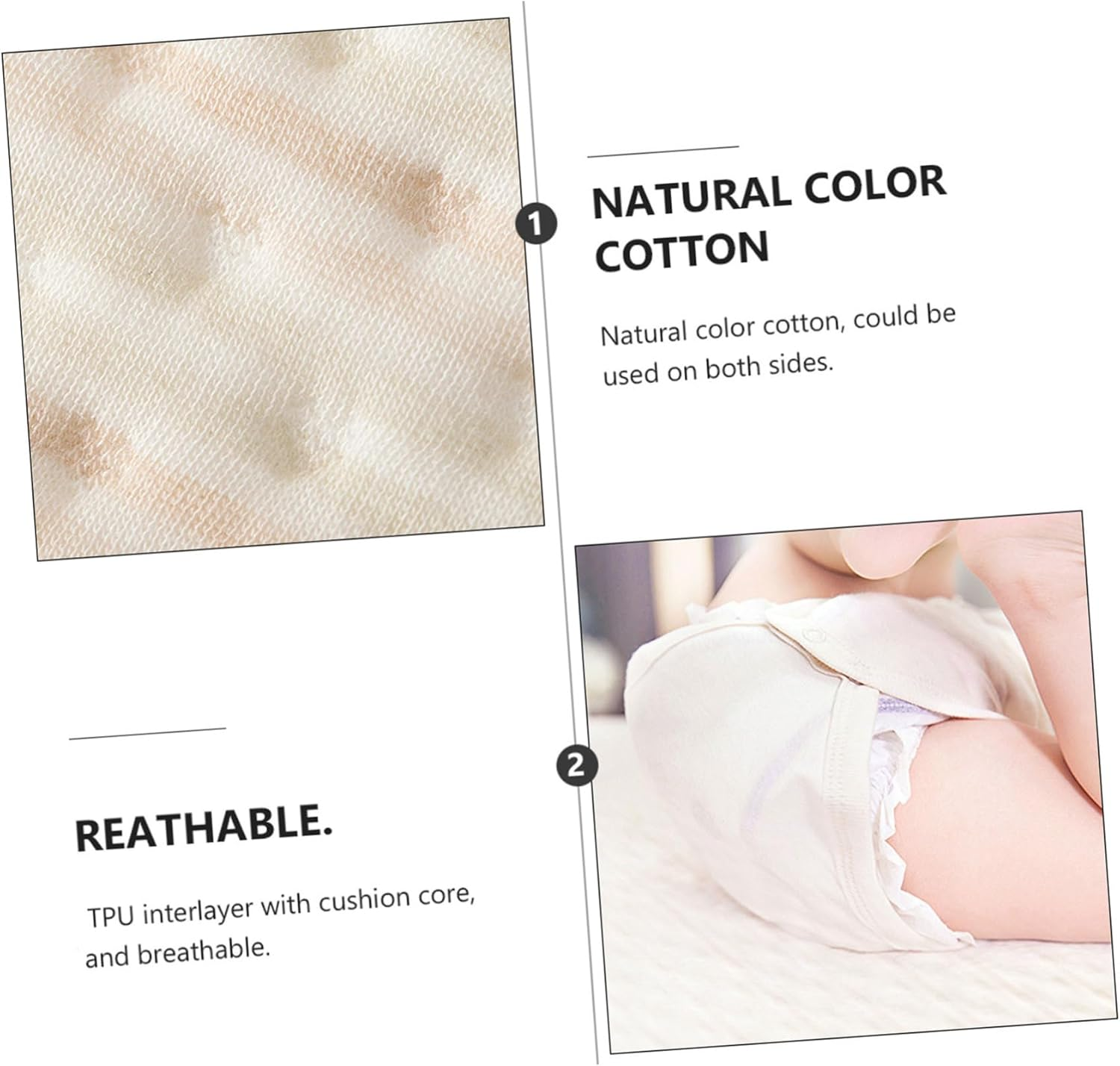 Kisangel Waterproof Cotton Changing Pads for Babies Washable Urinal Septum Pad High Absorption for Infants and Toddlers Soft and Comfortable for Diaper Changes 2-Pack image number 2