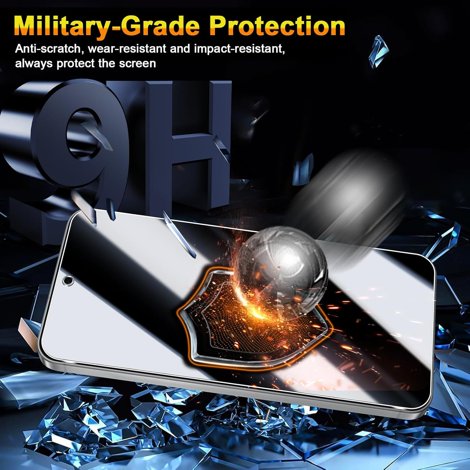 QULLOO Screen Protector for Samsung Galaxy A56 5G, Pack of 3 Screen Protectors with 3 Camera Protection, 9H Hardness Tempered Glass HD Clear Protective Glass Anti-Scratch Film image number 5