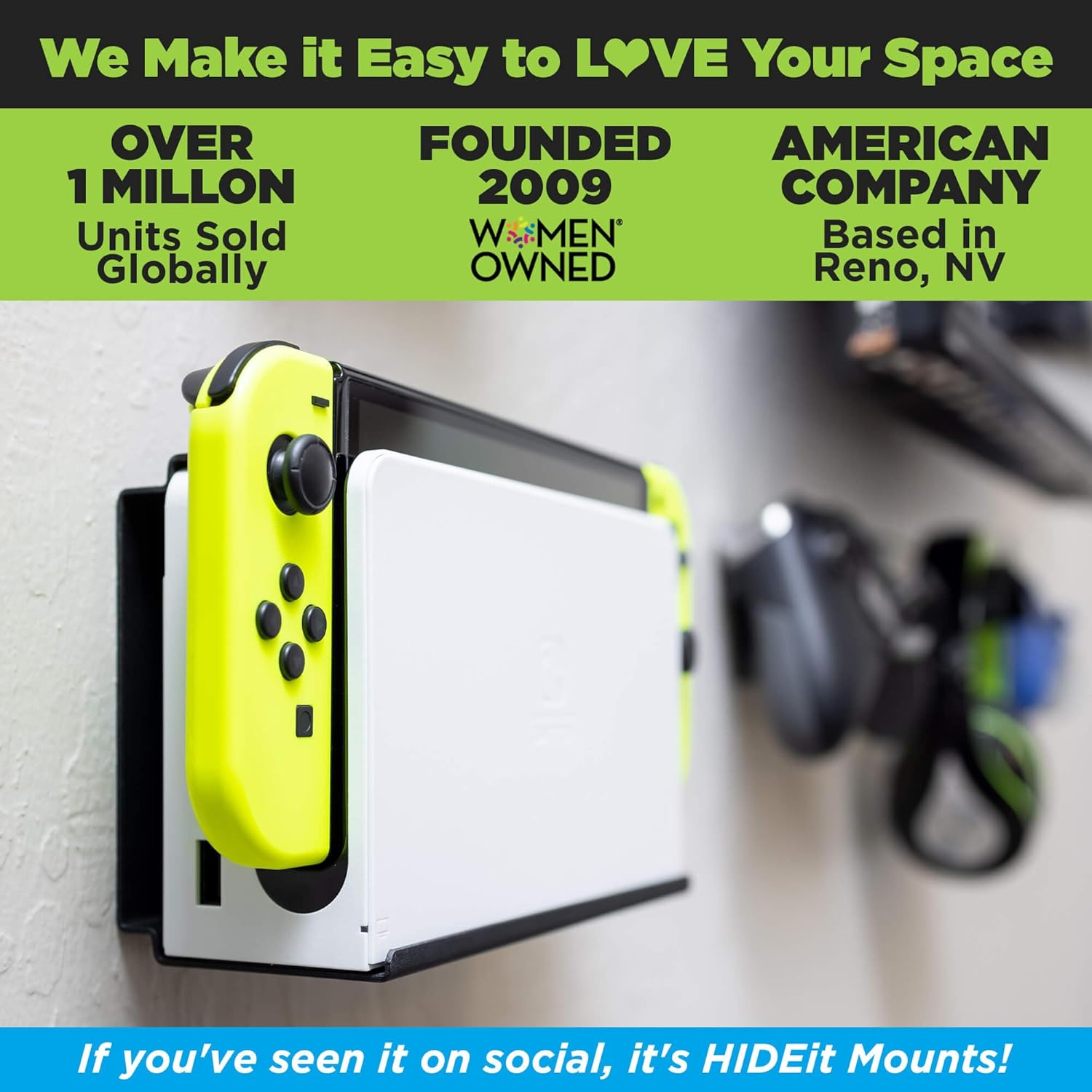 Hideit Mounts Switch Wall Mount - American Company, Steel Mount for Nintendo Switch and Nintendo Switch OLED to Safely Store Your Switch Console