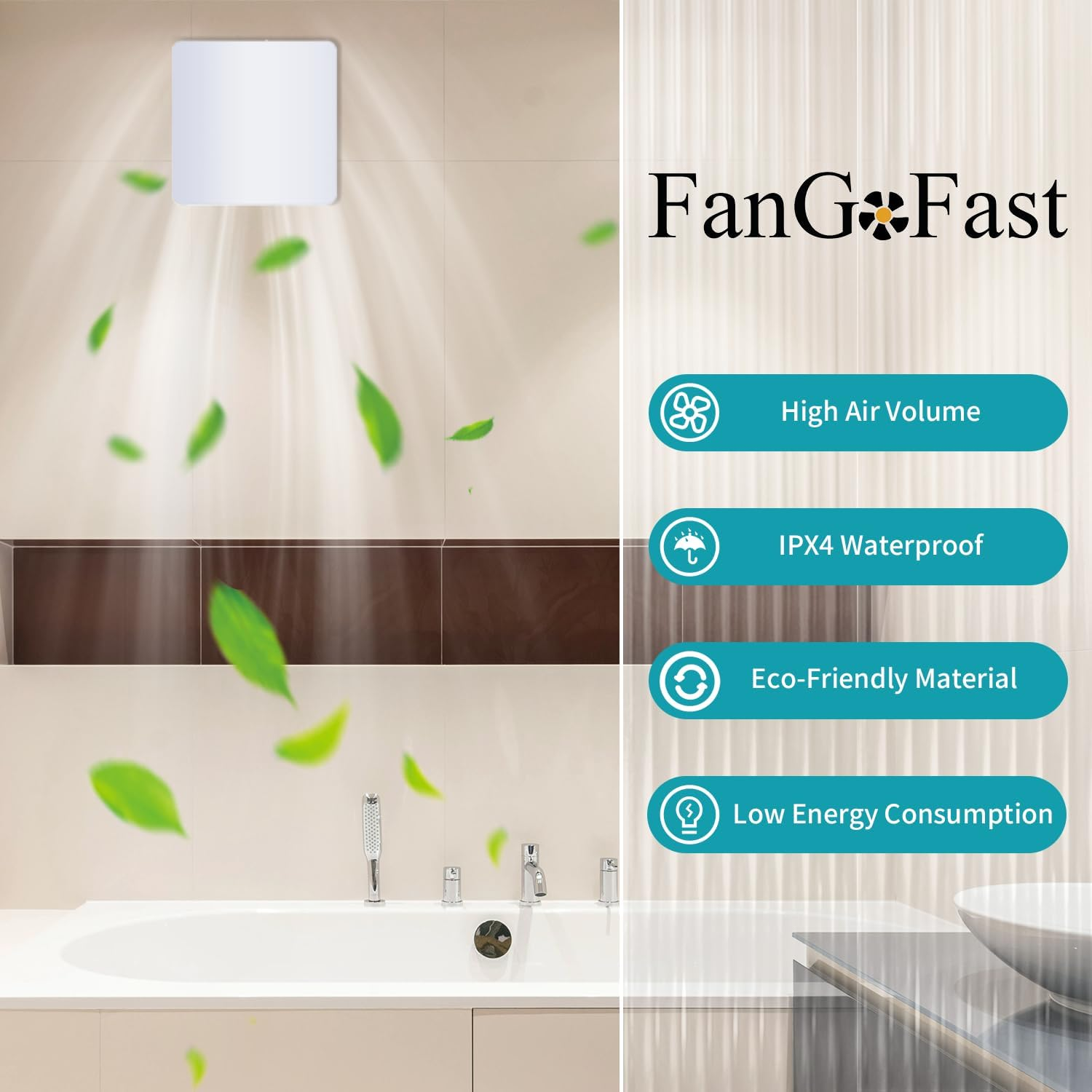 Fangofast 100 Mm Silent Bathroom Fan Ceiling Extractor White and Wall Mounted with Non-Return Valve for Toilet, Kitchen, Window, Loft and Basement