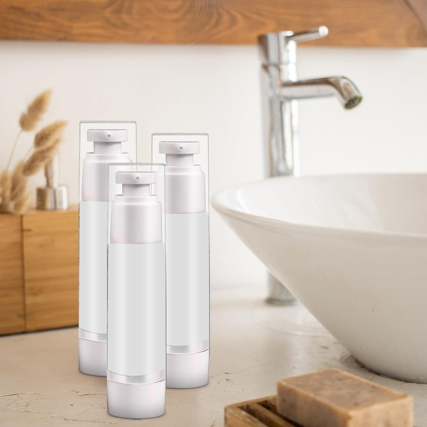 VICASKY 4Pcs Airless Pump Empty Lotion Bottles Travel Refillable Travel Containers for Toiletries Shampoo image number 3