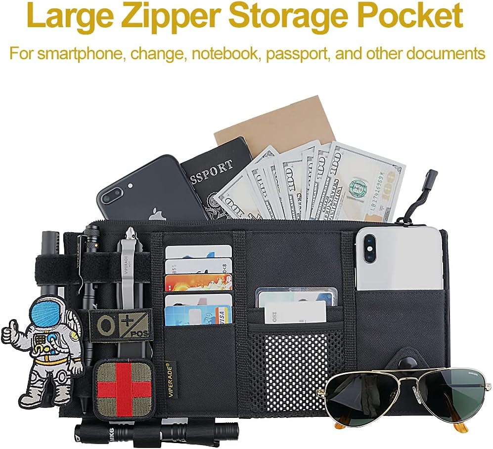 VIPERADE CHA4 Car Sun Visor Organizer, Truck & Auto Accessories Document Holder Sunglass Storage Pouch (Black) image number 2