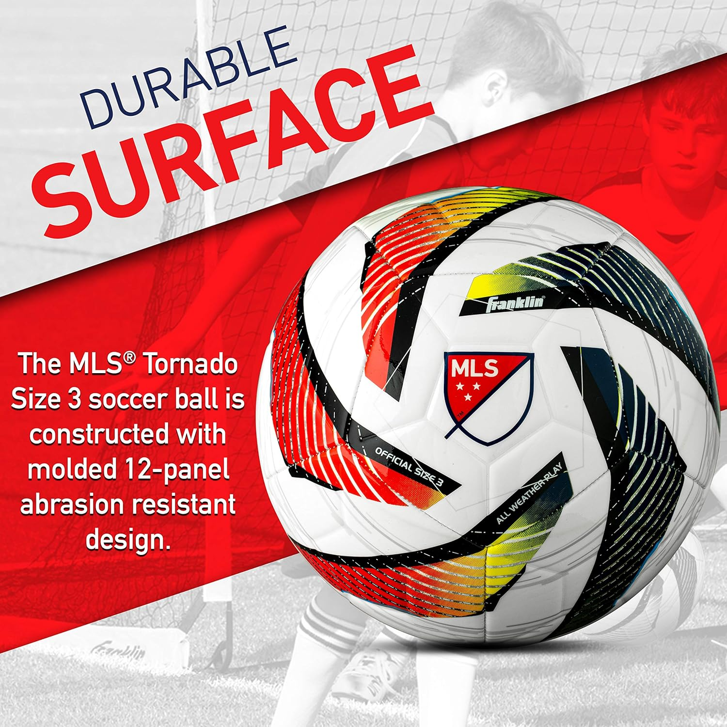 Franklin Sports MLS Tornado Soccer Ball - Soft Cover - Official Size and Weight Soccer Ball - Air Pump Included image number 6