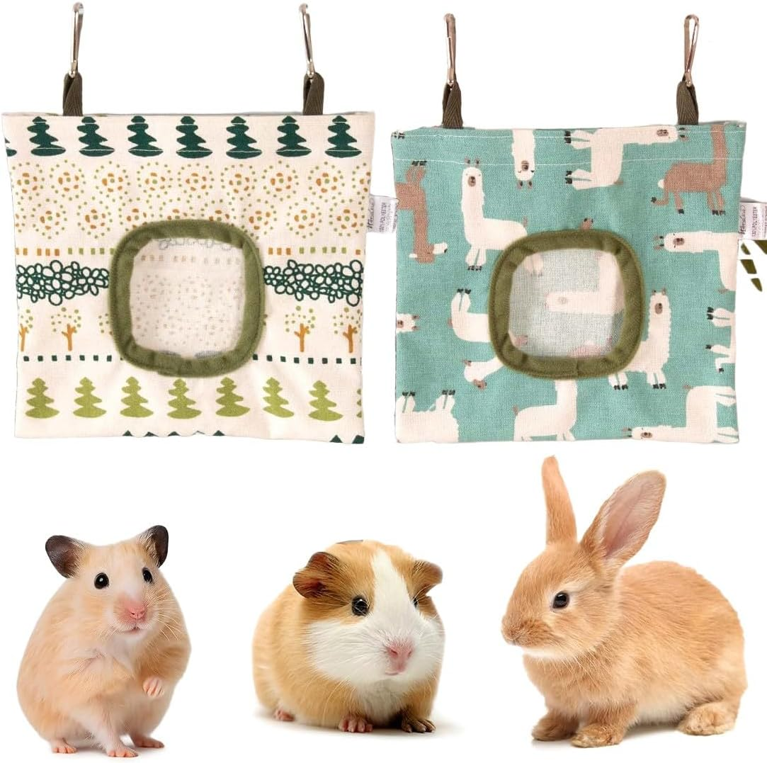 2 Pcs Hay Bags for Rabbits Rabbit Hay Carrier Rabbit Hay Bag Hay Feeder Bag Hanging Hay Bag Small Animals Hay Carrier for Rabbits Feeder Guinea Pig image number 1