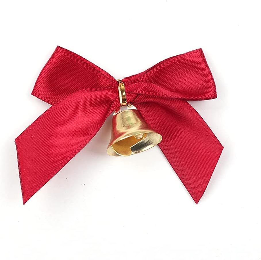 30Pcs Red Christmas Bow with Jingle Bells Mini Bowknot Ornament Craft Present Bow for Christmas Garland Tree, Crafts, Wrapping, Wreath Xmas Hanging Ornaments Decor image number 3