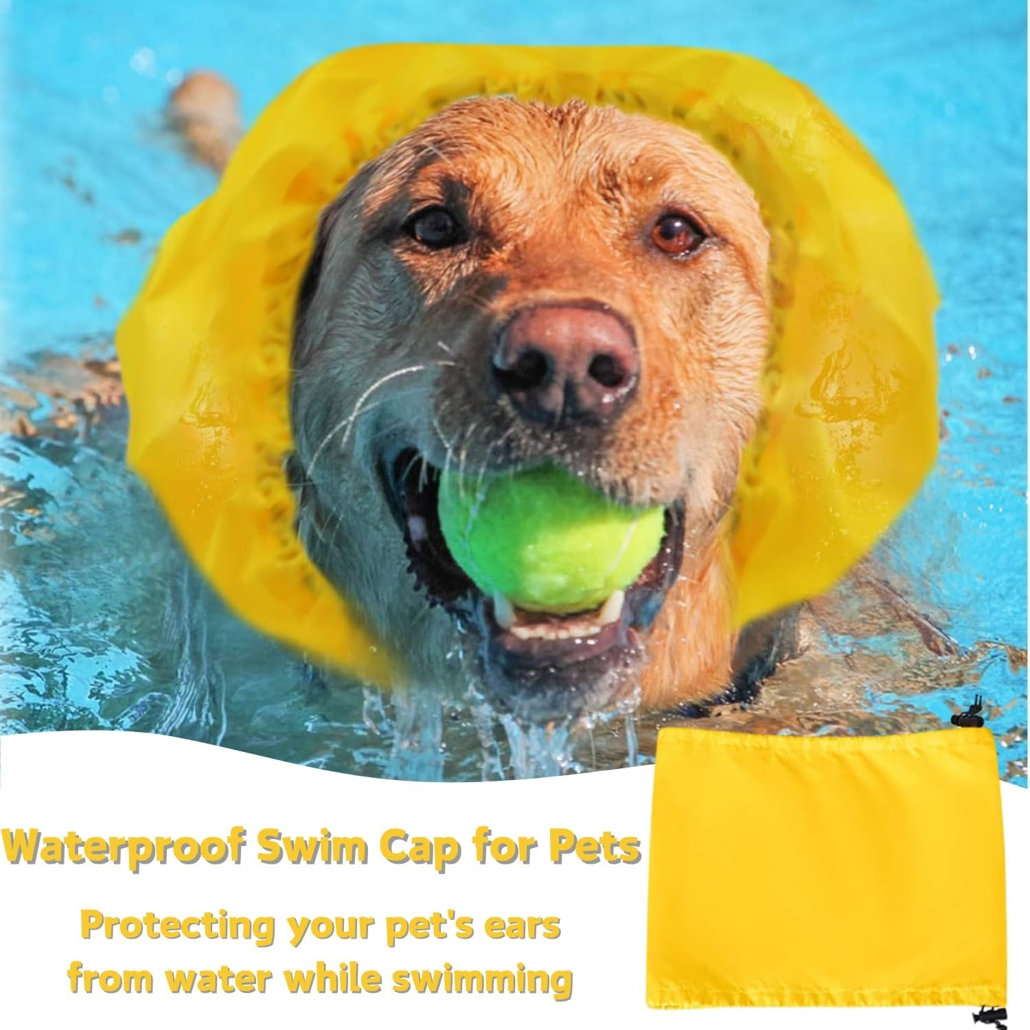 2 Pack Dog Bath Cap Waterproof Dog Snood Rain Hat Ear Protection Shower Cap Dog Ears Headband Dog Ear Covers for Swimming Dog Ear Wrap for Snow Rain (Pink+Yellow) image number 6