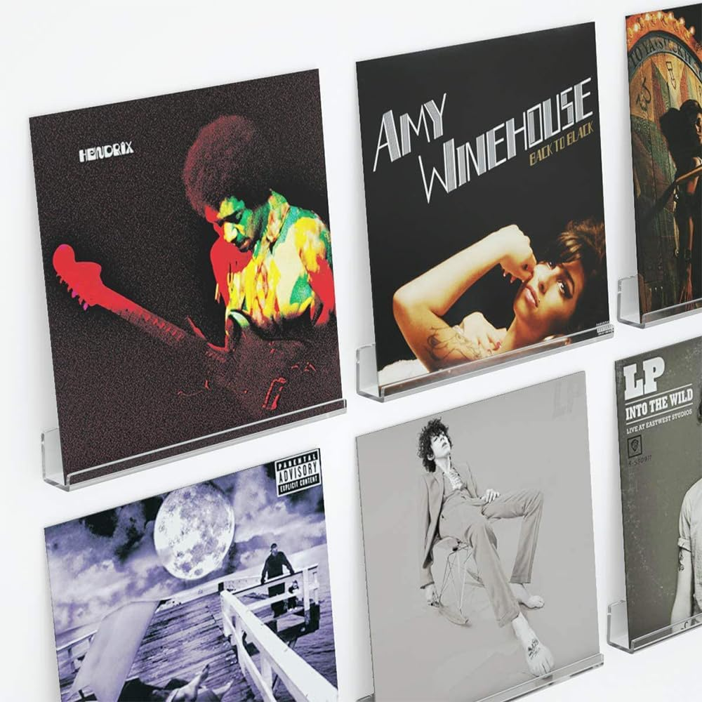 6PCS Vinyl Record Shelf, 12 Inch Vinyl Record Wall Mount Shelf Set, Storage Display Album Record Holder Clear Acrylic Floating Shelves for Wall Decor Album Covers Home Decoration Organization image number 6