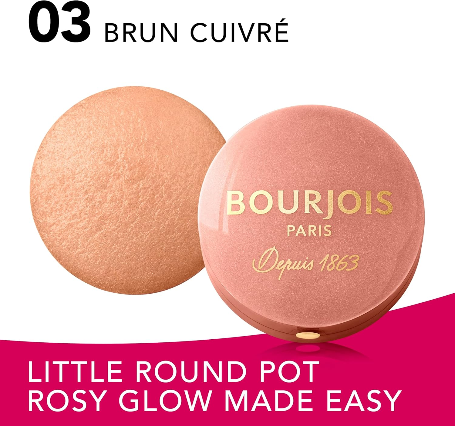 Bourjois Little round Pot Blusher 03 Brun Cuivr&eacute;, 2.5 G/0.09 Oz image number 3