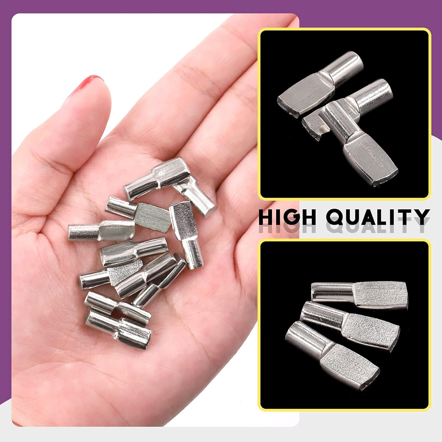 Swpeet 120Pcs 5Mm Shelf Pins, Metal Nickel Plated Spoon Shaped Cabinet Support Pegs Book Bracket Shelf Pegs Pins for Furniture Shelves Bracket Entertainment Centers