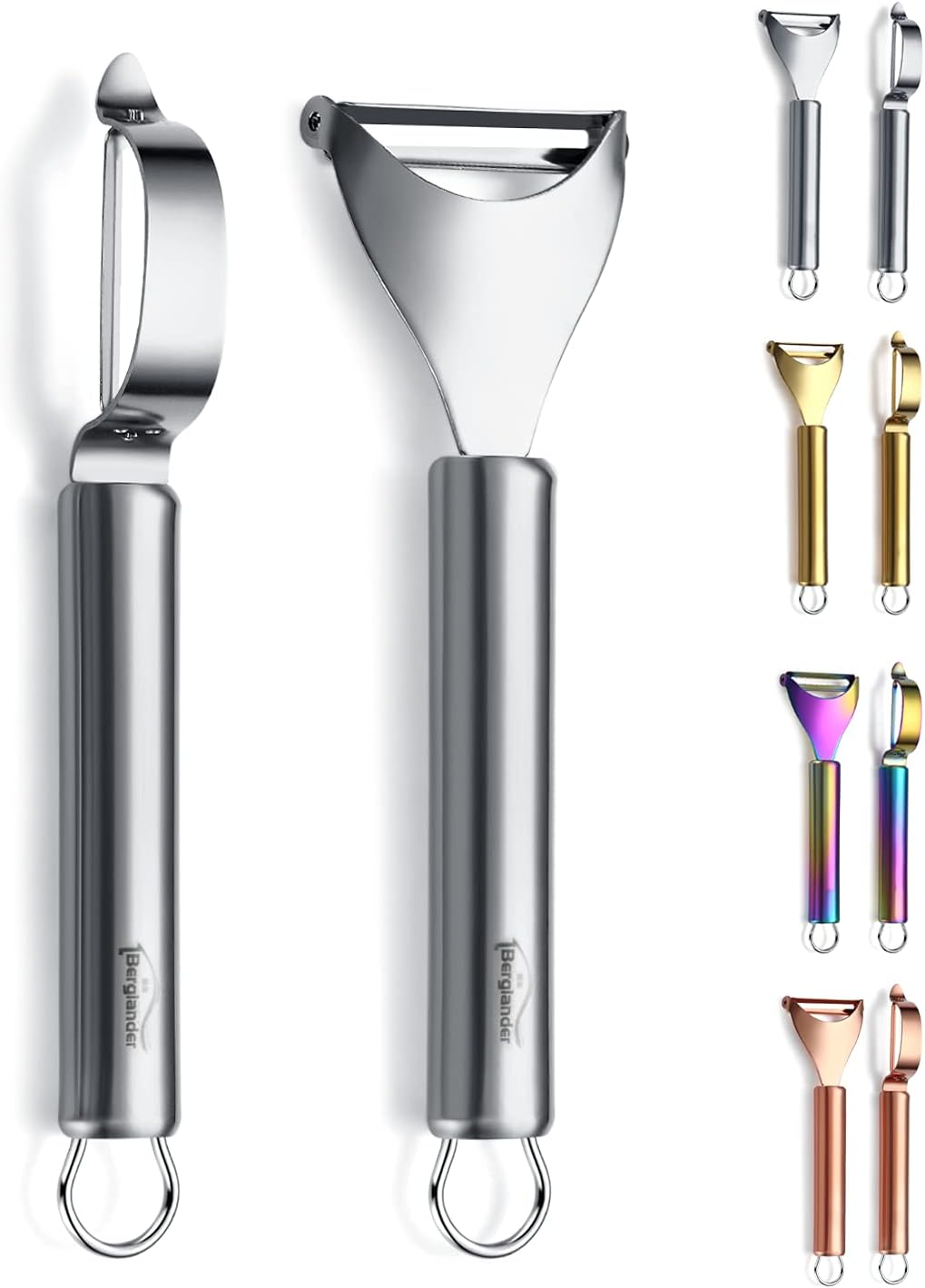 Berglander Peeler Vegetable Peelers Potato Peeler Stainless Steel Kitchen Peeler Durable and Robust Sharp Peeler, Apple Cutter Pack of 2