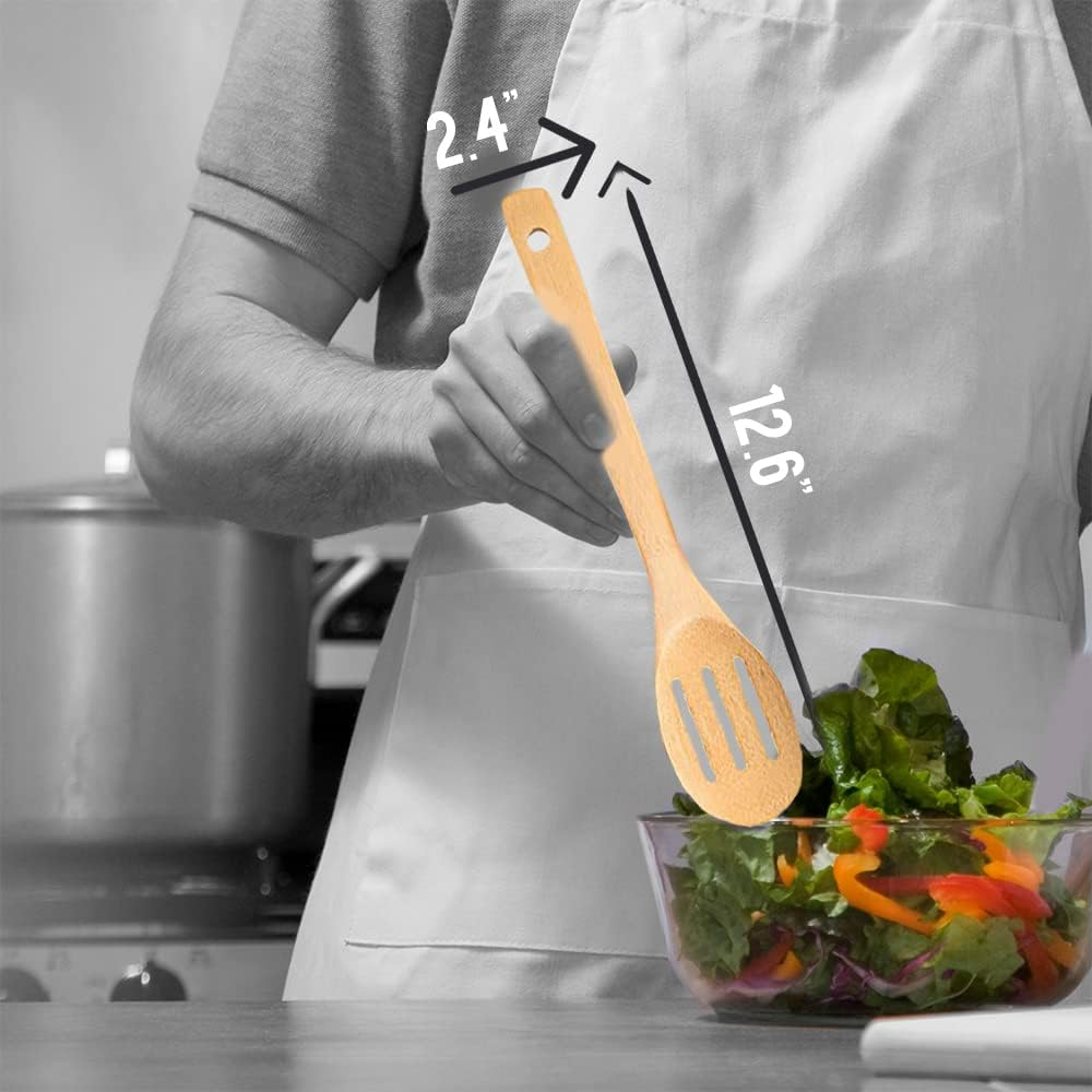 6 Pcs Wooden Spoons for Cooking, Kitchen Utensils Set, Great Spatula Cooking Utensils & Bamboo Wooden Spoons image number 2