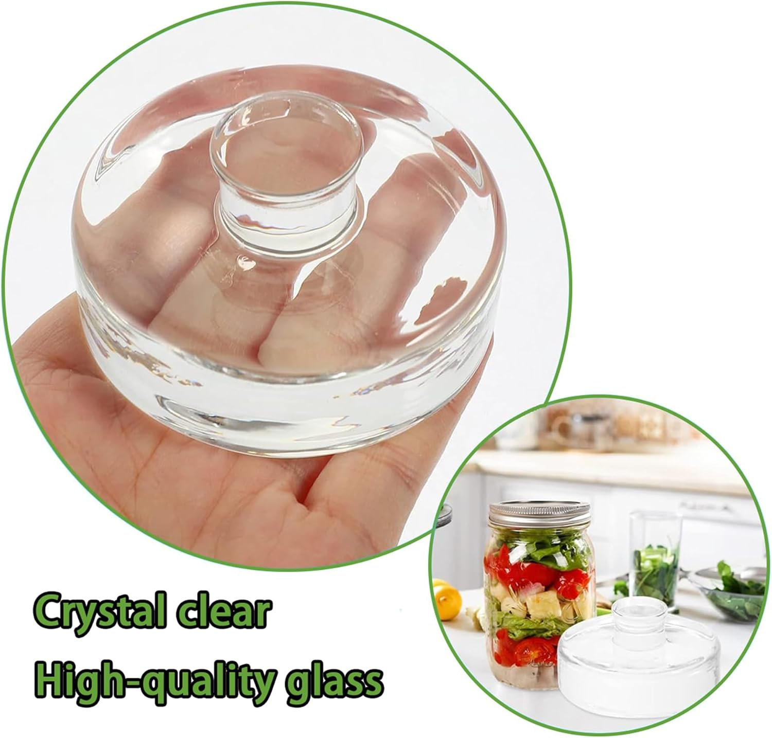 FORYUSE 9 Pack Fermentation Glass Weights for Fermenting with Easy Grip Handle, Tongs, Heavy Fermentation Kit for Wide Mouth Mason Jars, 210G, Dishwasher Safe image number 5