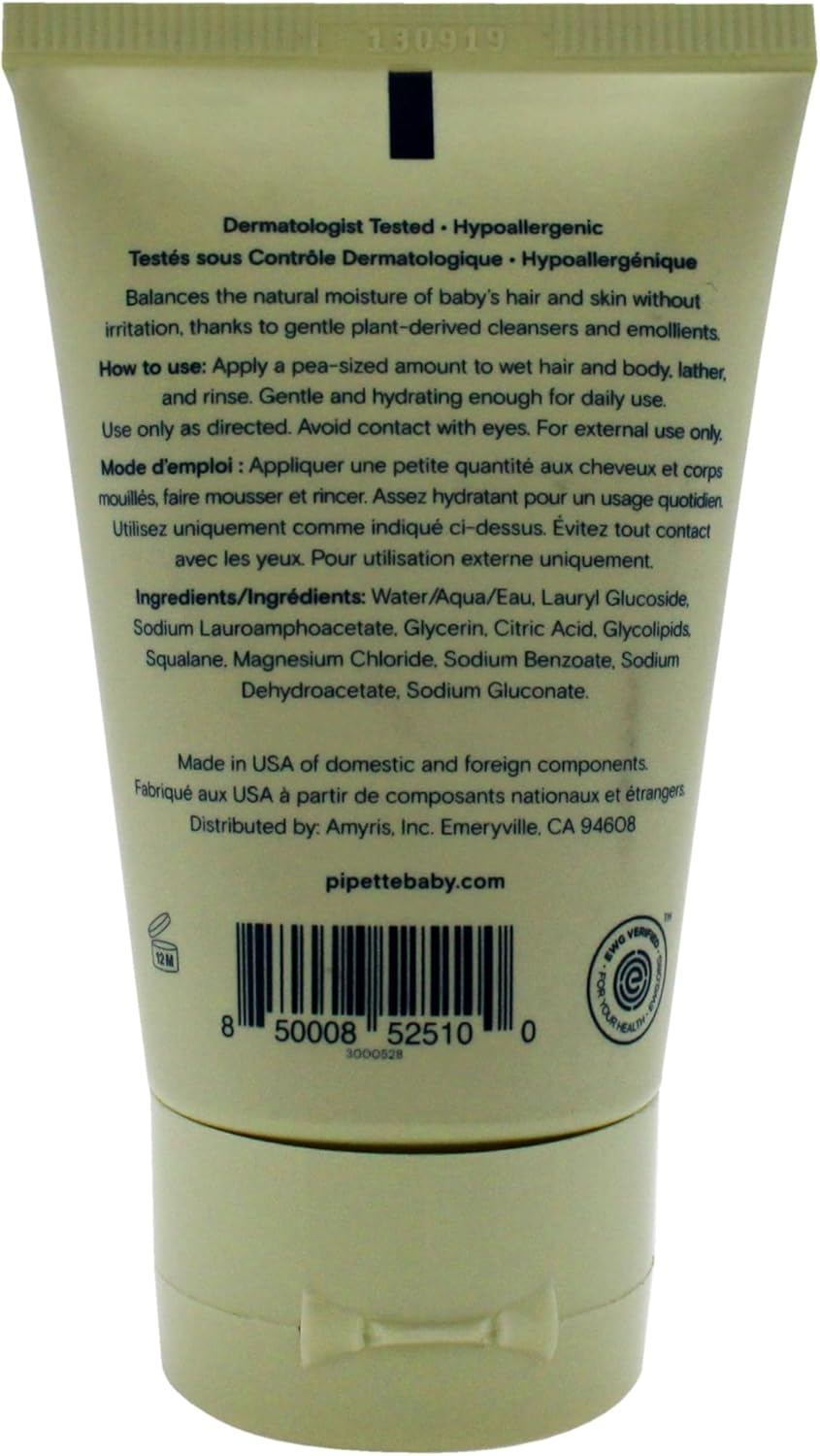 Baby Shampoo plus Wash by Pipette for Kids - 1.69 Oz Shampoo