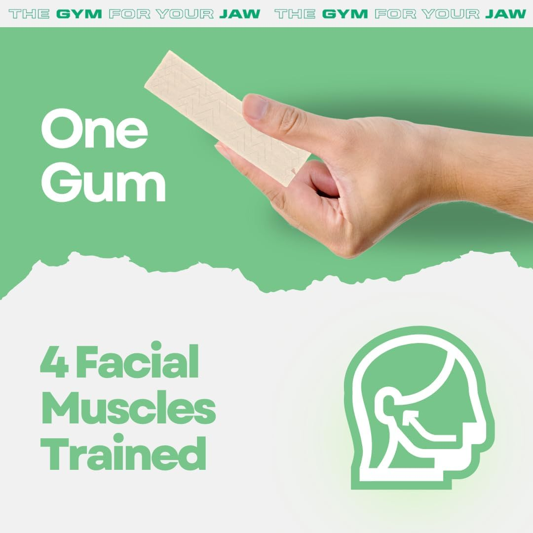 ROCKJAW&reg; Tuff Stripz | Semi-Tough Chewing Gum | Sugar-Free Jaw Exerciser for Beginners | Smooth Spearmint | 10 Packs, 120 Stripz | 2 Month Supply image number 3