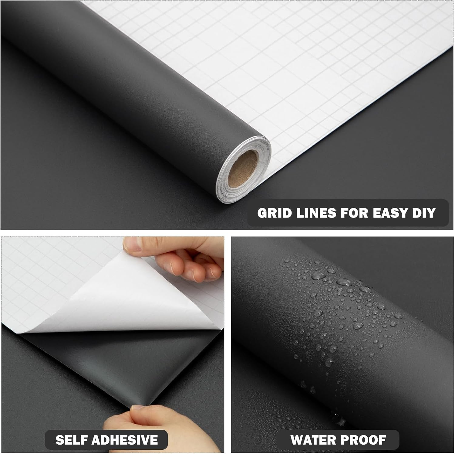 Oxdigi Matte Lead Grey Wallpaper Peel and Stick Contact Paper for Cabinets and Drawers Countertops Shelf Liner Wall Covering, Self Adhesive Decorative Waterproof Removable Thick Vinyl Roll 40X 200 Cm image number 5