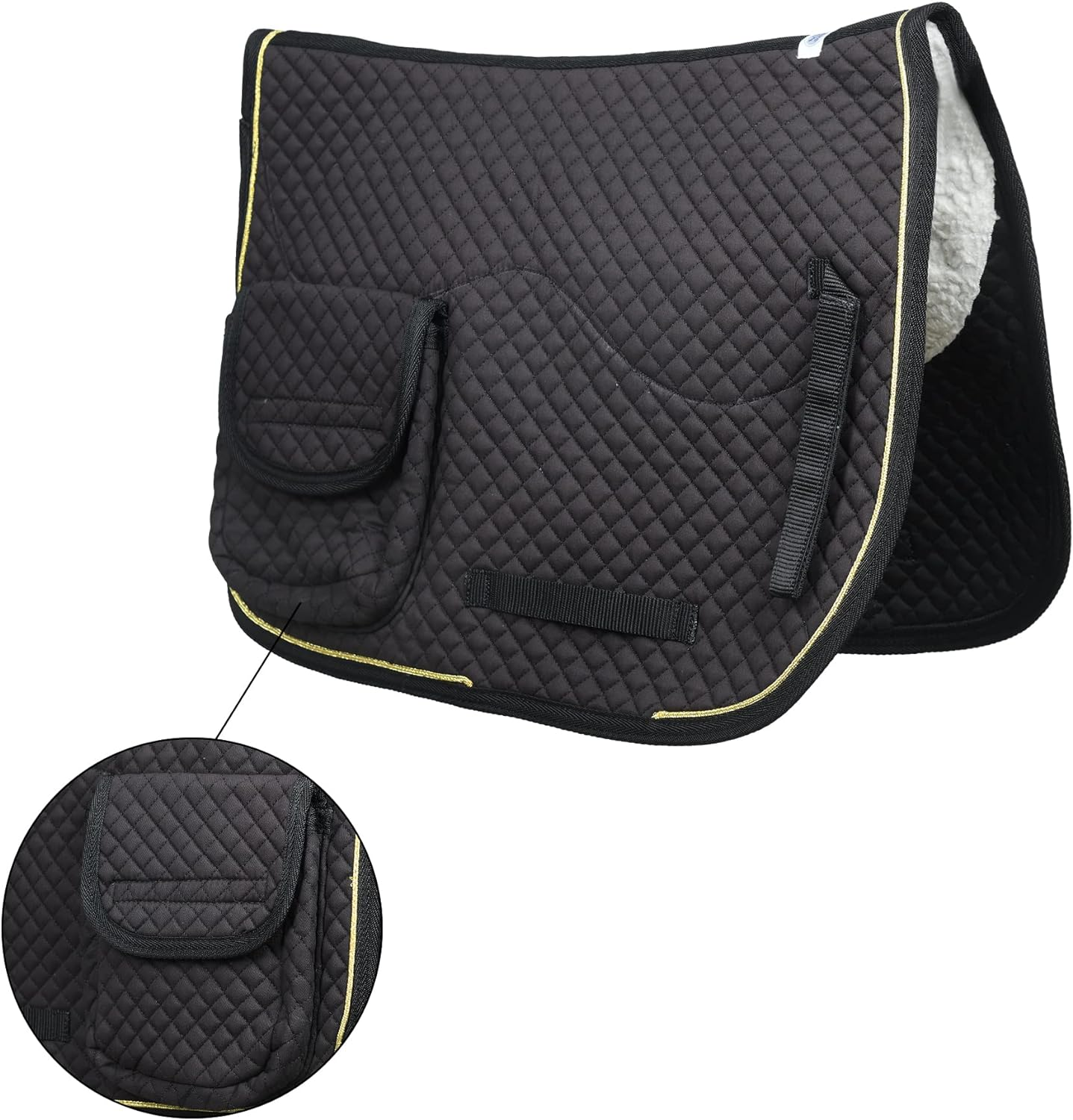SIE Half Fleece Lined Horse English Saddle Pads All Purpose with Pockets
