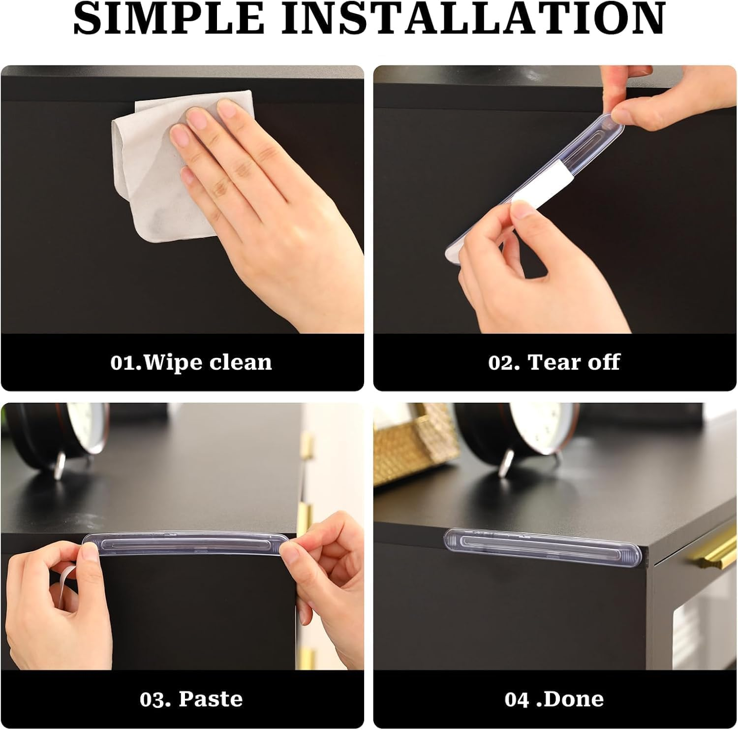 Self Adhesive Rubber Bumpers Strip, 4Pcs Self Adhesive Clear Rubber Bumper Stripes,Rubber Chair Wall Protector,Clear Furniture Bumpers Silicone Cabinet Door Bumper Adhesive Wall Protector Bumpers image number 1