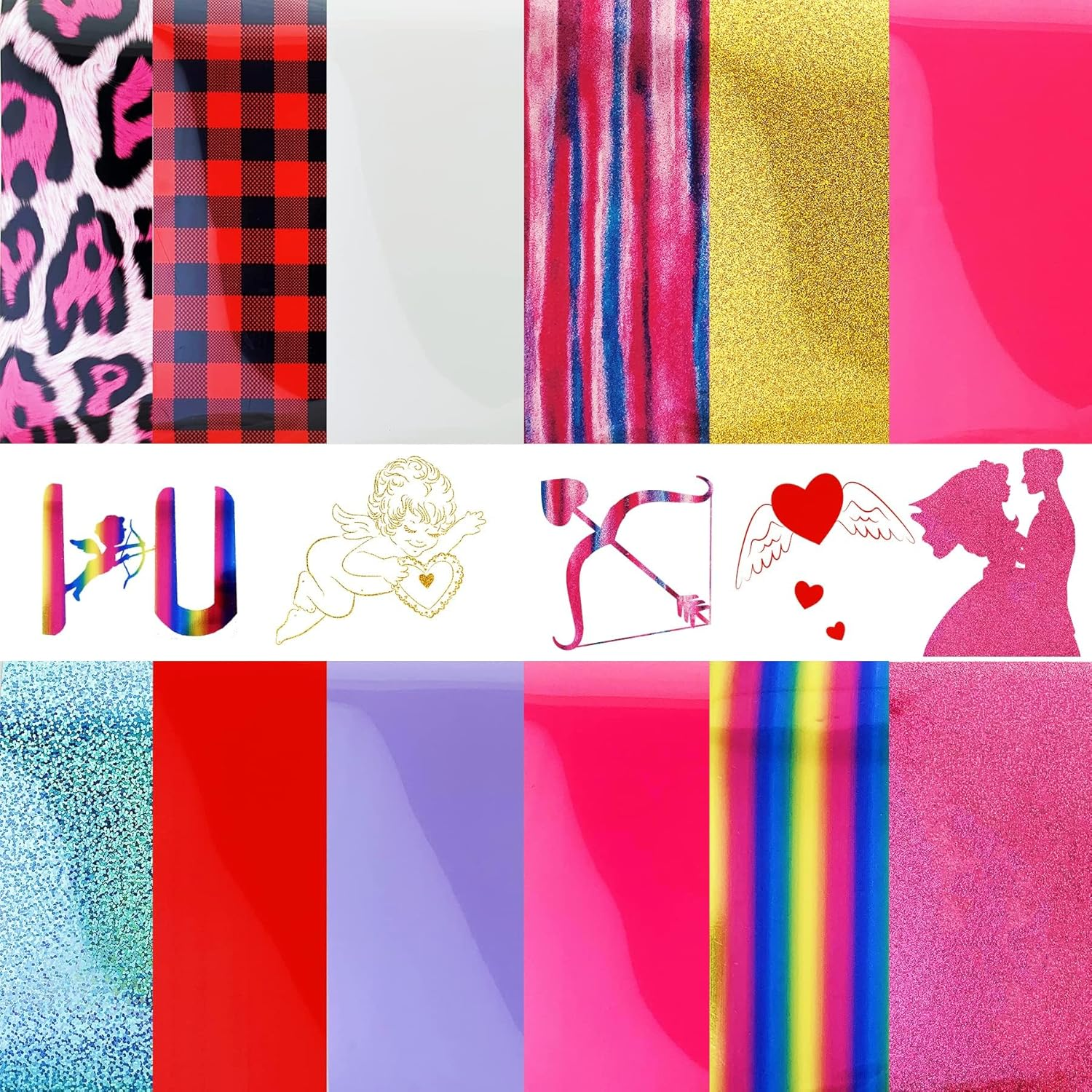 AUXIN 12 Sheets Heat Transfer Vinyl, 9.8''*5.9'' Iron on HTV Assorted Pattern Bundle for Fabric Clothes T-Shirts Hoodies Craft, Easy to Weed & Cut image number 4