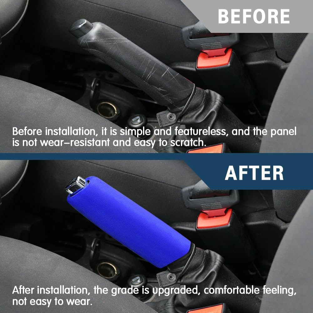 Car Handbrake Cover Gear Shift Knob Cover, Auto Comfortable Grip Handbrake Cover, Silicone Handbrake Cover for Most Vehicle Handbrake - Black image number 3