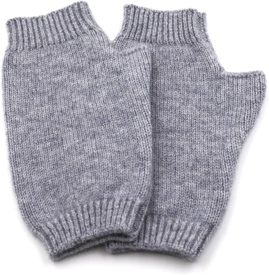 Imongol Pure Cashmere Women Men Unisex Fingerless Mittens Gloves Half Fingers, Thumb Hole Thick 3Ply Yarn - Navy image number 2
