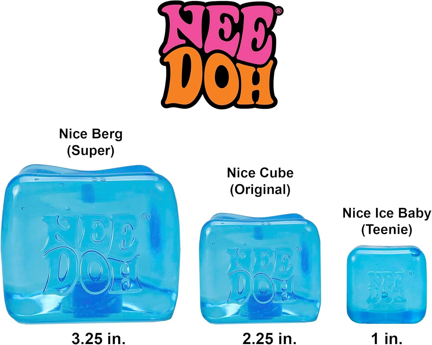 Needoh Niceberg - Sensory Squeeze Toy with Super Solid Squish, Giant 3.25" Blue Nice Cube (Pack of 1) image number 5