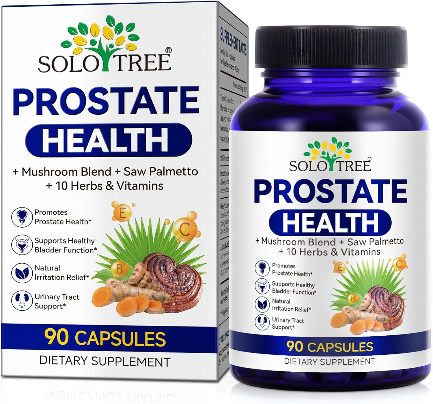 Prostate Health Supplement for Men | Saw Palmetto, Reishi & Maitake | Zinc, Turmeric & Plant Sterols | Daily Botanical Men&rsquo;S Wellness Complex | 90 Capsules image number 1
