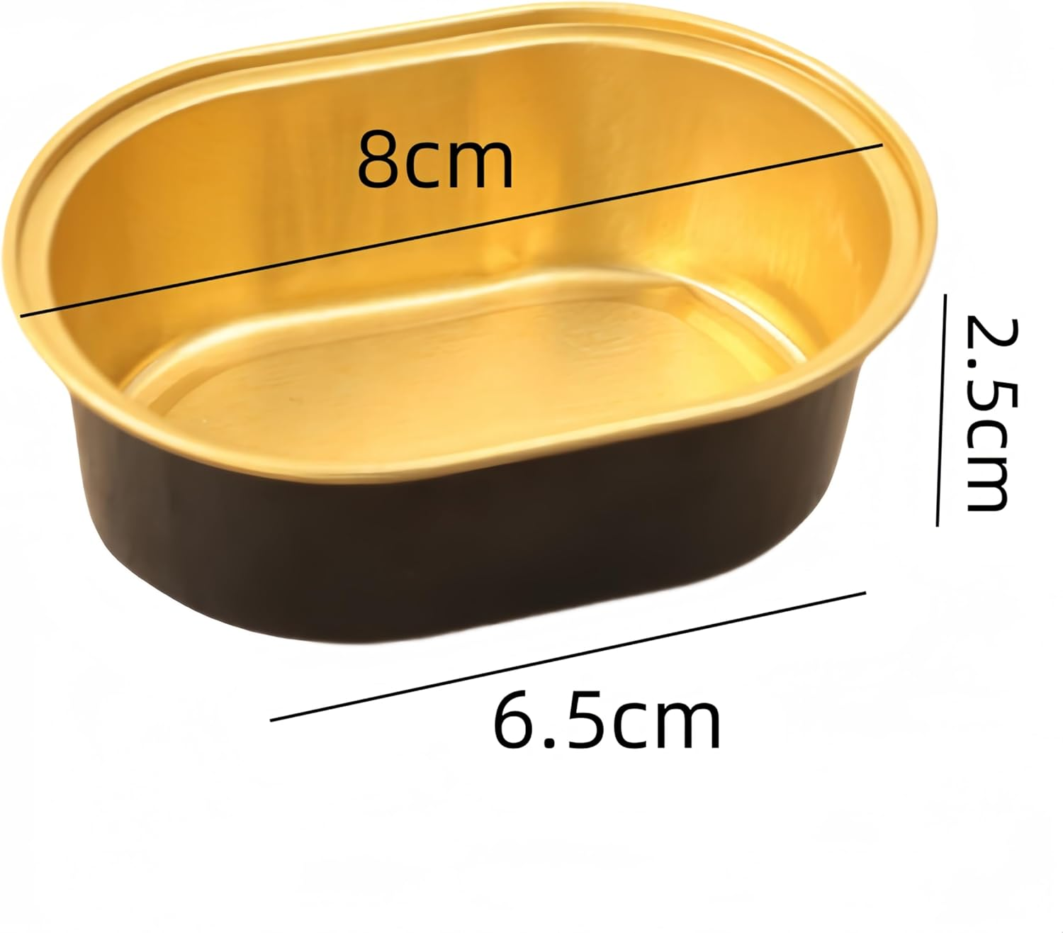 100Pcs Aluminum Foil Cupcake Cups with Lids, Ai-Oumleef Aluminum Foil Oval Cake Pans Cupcake Liners Heat-Resistant Foil Baking Cups Muffin Pan for Cake Cheesecake Pudding (Black Gold) image number 1