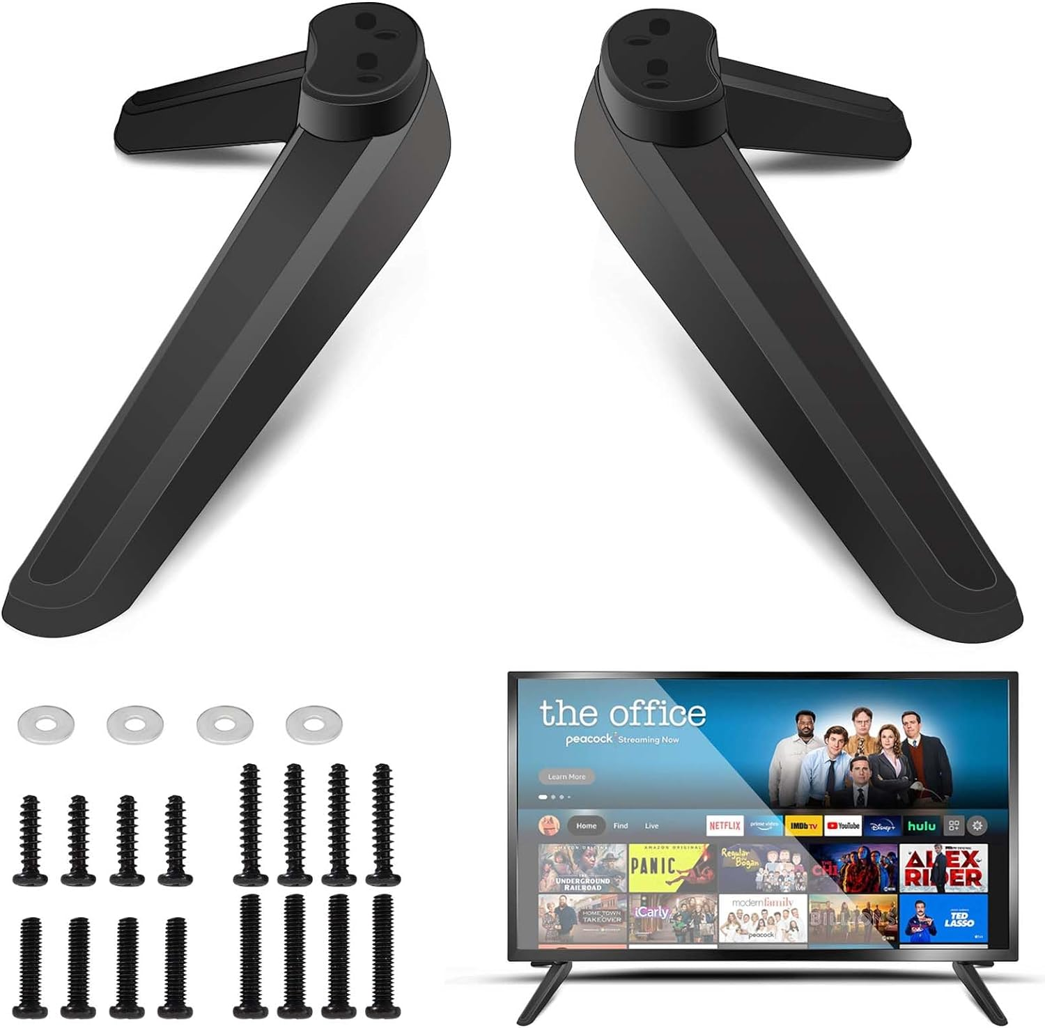 Universal TV Stand, TV Base Feet with Screw Set, TV Bracket, TV Mounts Replacement TV Stand Legs for Most LED Plasma Flat Screens 27 28 29 30 32 37 40 55 Inch image number 1